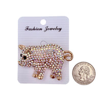 Crystal Pig Pin Brooch (P1497) (2.25Wx1.5Lin)