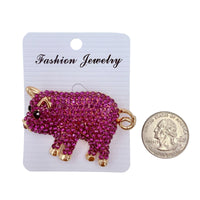 Crystal Pig Pin Brooch (P1497) (2.25Wx1.5Lin)