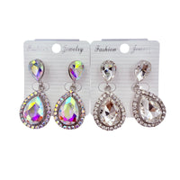 Tear Drop Rhinestone Crystal Dangle Earrings - 2 Colors (ER2547)