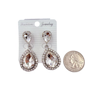 Tear Drop Rhinestone Crystal Dangle Earrings - 2 Colors (ER2547)
