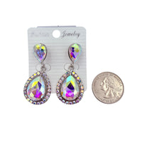 Tear Drop Rhinestone Crystal Dangle Earrings - 2 Colors (ER2547)