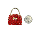 Red Rhinestone Purse Brooch Pin (P1550)(1.5x2in)