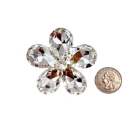 Crystal 5 Petal Flower Pin Brooch - 3 Colors (P1148)(2.25x2.25in)