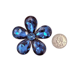 Crystal 5 Petal Flower Pin Brooch - 3 Colors (P1148)(2.25x2.25in)