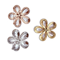Crystal 5 Petal Flower Pin Brooch - 3 Colors (P1148)(2.25x2.25in)
