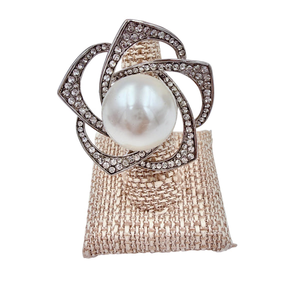 Pearl Flower Shaped Stretch Ring (R1295)