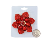 Crystal Flower & Leaves Pin Brooch - 2 Colors (P1459)(2.5x2.5in)