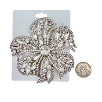 6 Petal Large Crystal Flower Pin Brooch - 5 Colors (P1536)(4x4in)