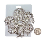 6 Petal Large Crystal Flower Pin Brooch - 5 Colors (P1536)(4x4in)