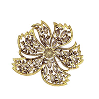 6 Petal Large Crystal Flower Pin Brooch - 5 Colors (P1536)(4x4in)