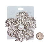 6 Petal Large Crystal Flower Pin Brooch - 5 Colors (P1536)(4x4in)