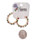 Christmas Themed Cubic Zirconia 6mm Round Hoop Earrings (1.38x1.38in)