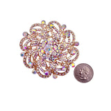 Large Crystal Casting Flower Pin Brooch - 2 Colors (0644)