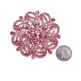 Large Crystal Casting Flower Pin Brooch - 2 Colors (0644)