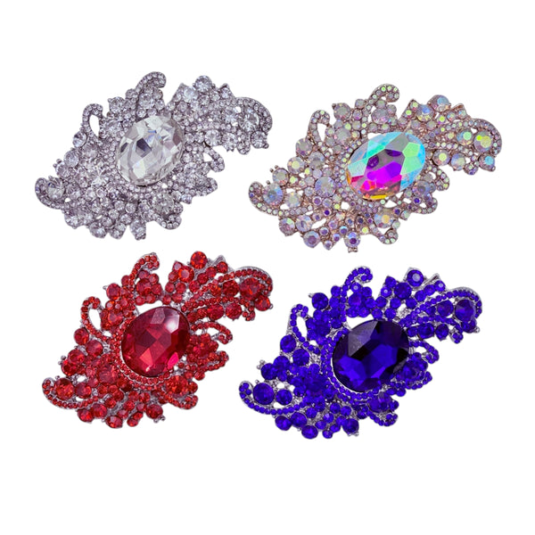 Large Crystal Casting Burst Pin Brooch - 9 Colors (06244)