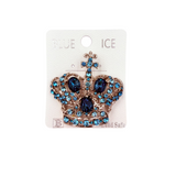 Royal Crown w/ Cross Top Pin Brooch - 12 Colors Available (06626)(2x2in)