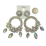 XL Rhinestone Round Marquis Drop Earrings - 5 Colors (35238)(2.5x4.5in)