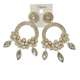 XL Rhinestone Round Marquis Drop Earrings - 5 Colors (35238)(2.5x4.5in)