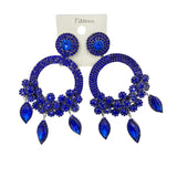XL Rhinestone Round Marquis Drop Earrings - 5 Colors (35238)(2.5x4.5in)