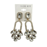 Rhinestone Emerald Cut Teardrop Dangle Earrings - 5 Colors (033687)(1.5x3.25in)