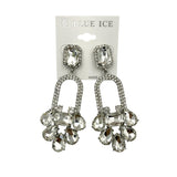 Rhinestone Emerald Cut Teardrop Dangle Earrings - 5 Colors (033687)(1.5x3.25in)