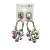 Rhinestone Emerald Cut Teardrop Dangle Earrings - 5 Colors (033687)(1.5x3.25in)