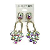 Rhinestone Emerald Cut Teardrop Dangle Earrings - 5 Colors (033687)(1.5x3.25in)