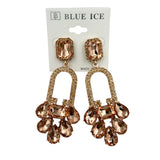 Rhinestone Emerald Cut Teardrop Dangle Earrings - 5 Colors (033687)(1.5x3.25in)