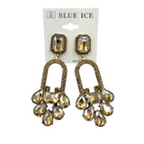Rhinestone Emerald Cut Teardrop Dangle Earrings - 5 Colors (033687)(1.5x3.25in)