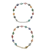 Stainless Steel Evil Eye Bracelet in Silver or Gold (6.5+1.5in)