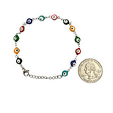 Stainless Steel Evil Eye Bracelet in Silver or Gold (6.5+1.5in)