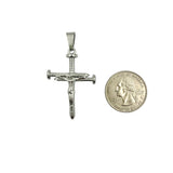 Stainless Steel Nail Crucifix Cross Pendant (1x1.75in)