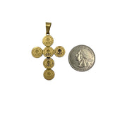 Gold Plated Stainless Steel San Benito Cross Pendant (1688)(1.25x2in)