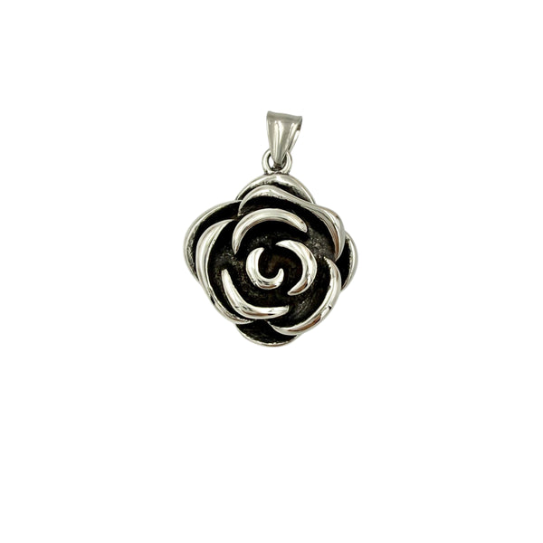 Stainless Steel Rose Pendant (1.25x1.75in)