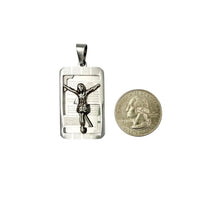 Stainless Steel Crucifix Padre Nuestro Dog Tag Pendant (7034)(0.80x2in)