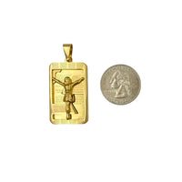 Stainless Steel Crucifix Padre Nuestro Dog Tag Pendant (7034)(0.80x2in)
