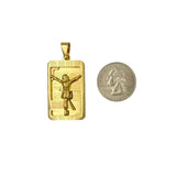 Stainless Steel Crucifix Padre Nuestro Dog Tag Pendant (7034)(0.80x2in)