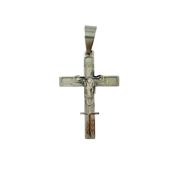 Stainless Steel Cross Crucifix Outline  Pendant (1030)(1.5x3in)