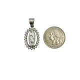 Stainless Steel Guadalupe Crystal Halo Portrait Pendant (8372)(0.6x1.5in)