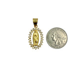 Stainless Steel Guadalupe Crystal Halo Portrait Pendant (8372)(0.6x1.5in)