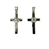 Stainless Steel Crucifix San Benito Pendant (6049)(0.75x2in)
