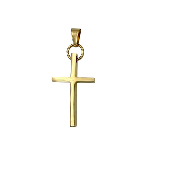 Gold Plated Stainless Steel Cross Pendant (4096)(0.8x2.25in)