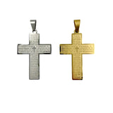 Stainless Steel Padre Nuestro Cross Pendant (4092)(1.2x2in)