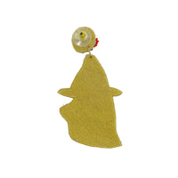 Witch Hat Ghost Pumpkin Seed Bead Earrings - Beaded, Halloween (1.5x2.75in)