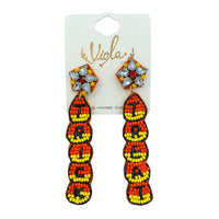 Candy Corn Trick or Treat Seed Bead Earrings - Beaded, Halloween (.75x3.25in)