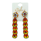 Candy Corn Trick or Treat Seed Bead Earrings - Beaded, Halloween (.75x3.25in)