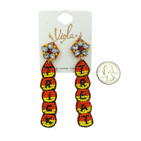 Candy Corn Trick or Treat Seed Bead Earrings - Beaded, Halloween (.75x3.25in)