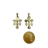 Stainless Steel Small Crucifix San Benito Pendant - 3 Colors (3342)(0.75x1.25in)