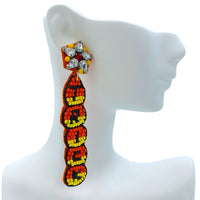 Candy Corn Trick or Treat Seed Bead Earrings - Beaded, Halloween (.75x3.25in)