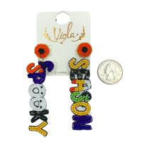 Spooky Season Halloween Word Seed Bead Earrings - Beaded (.75x3.1in)